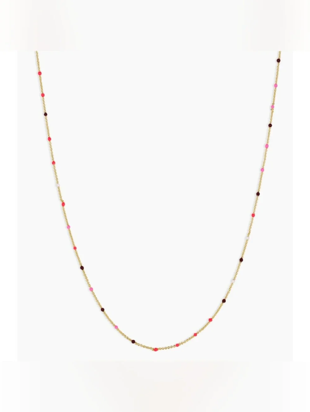 Delicate Pink Beaded Gold Necklace